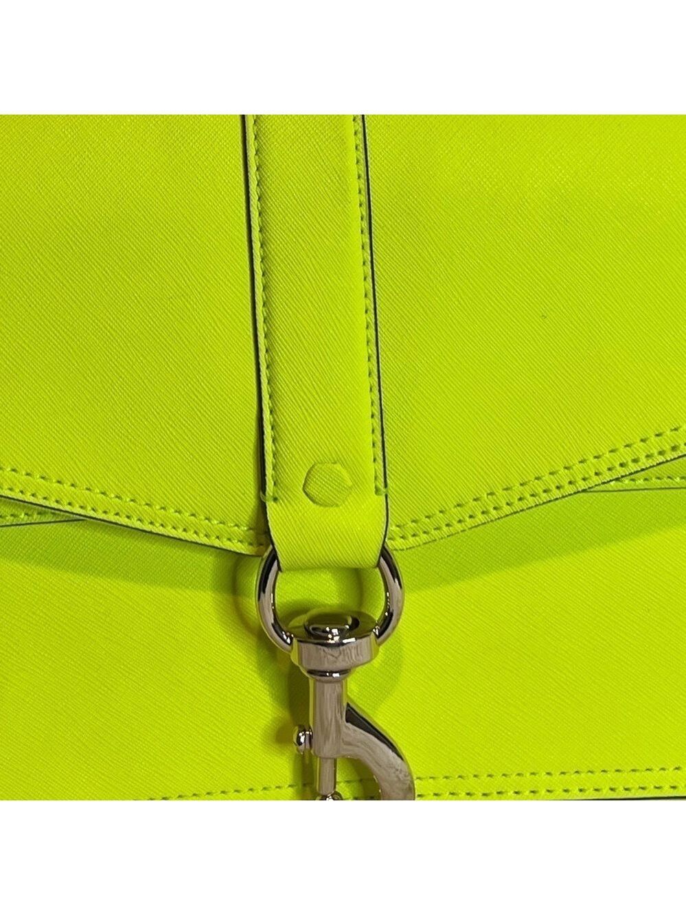 REBECCA MINKOFF HUDSON MOTO LEATHER NEON MARIGOLD BAG - Picture 5 of 16